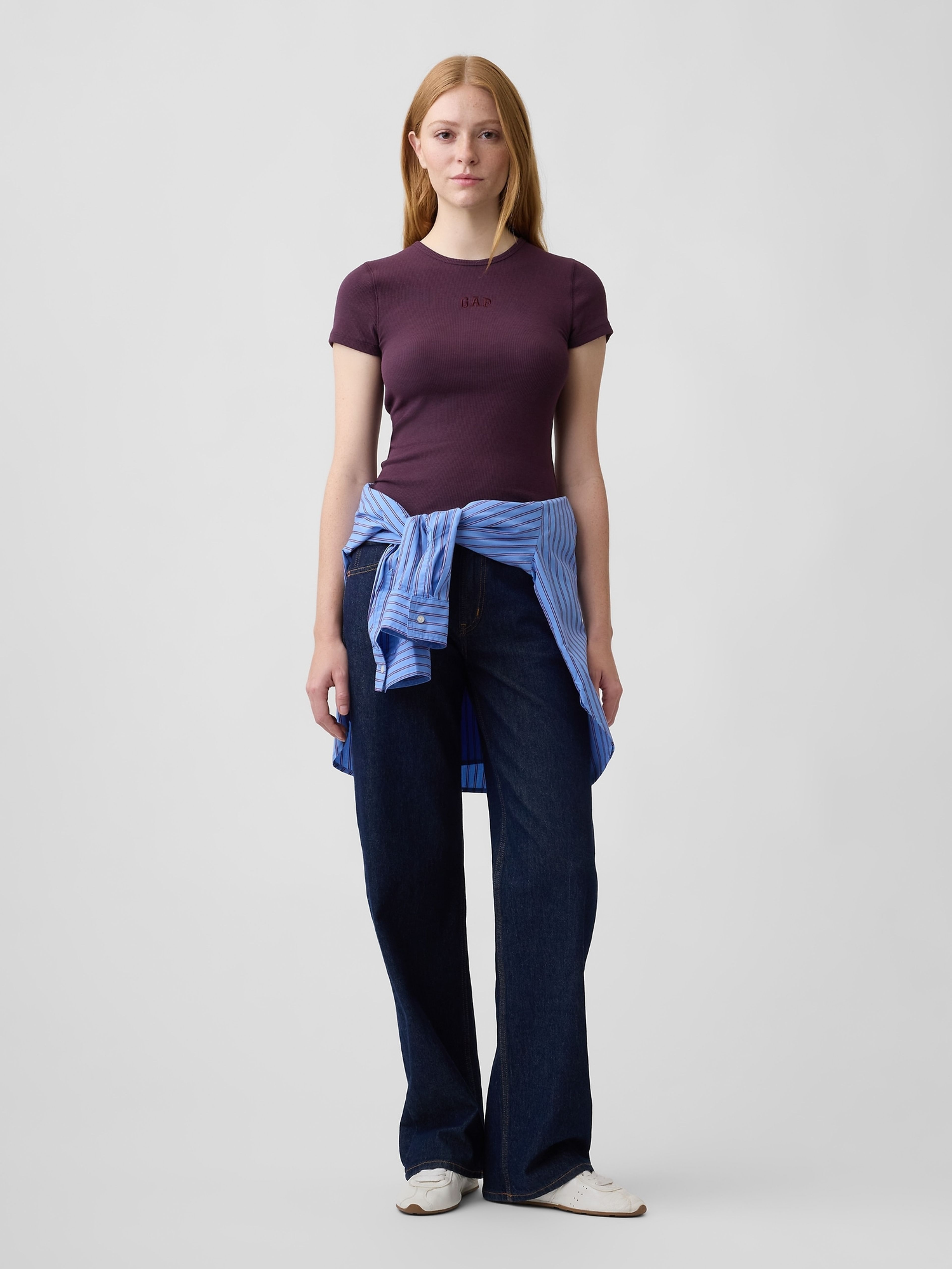 T-shirt côtelé avec logo - 003