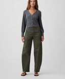 Mid Rise Barrel Khakihose-Grün - 003