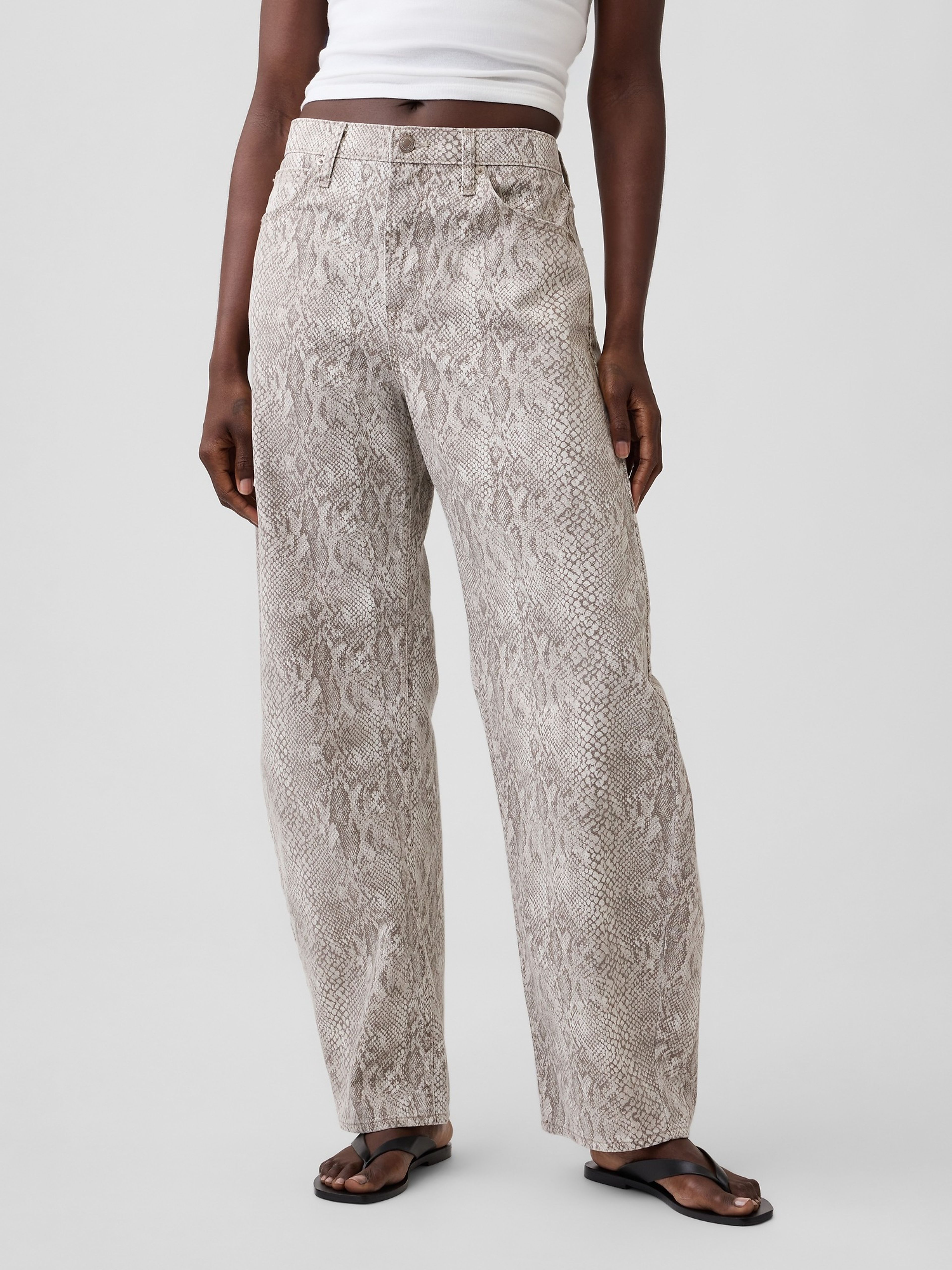 High Rise Barrel Jeans gemustert - 002
