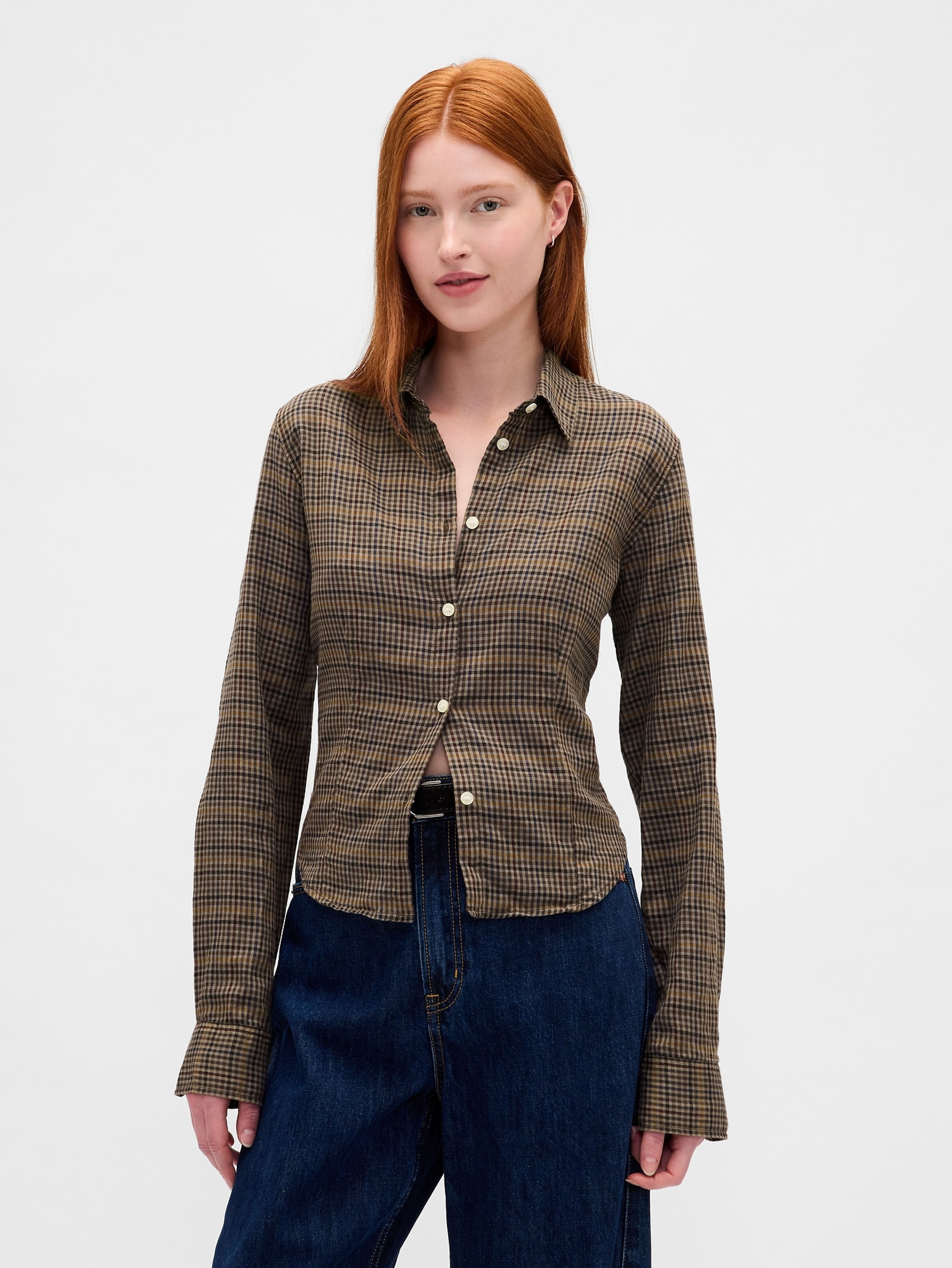 Damen-Flanell-Crop-Hemd