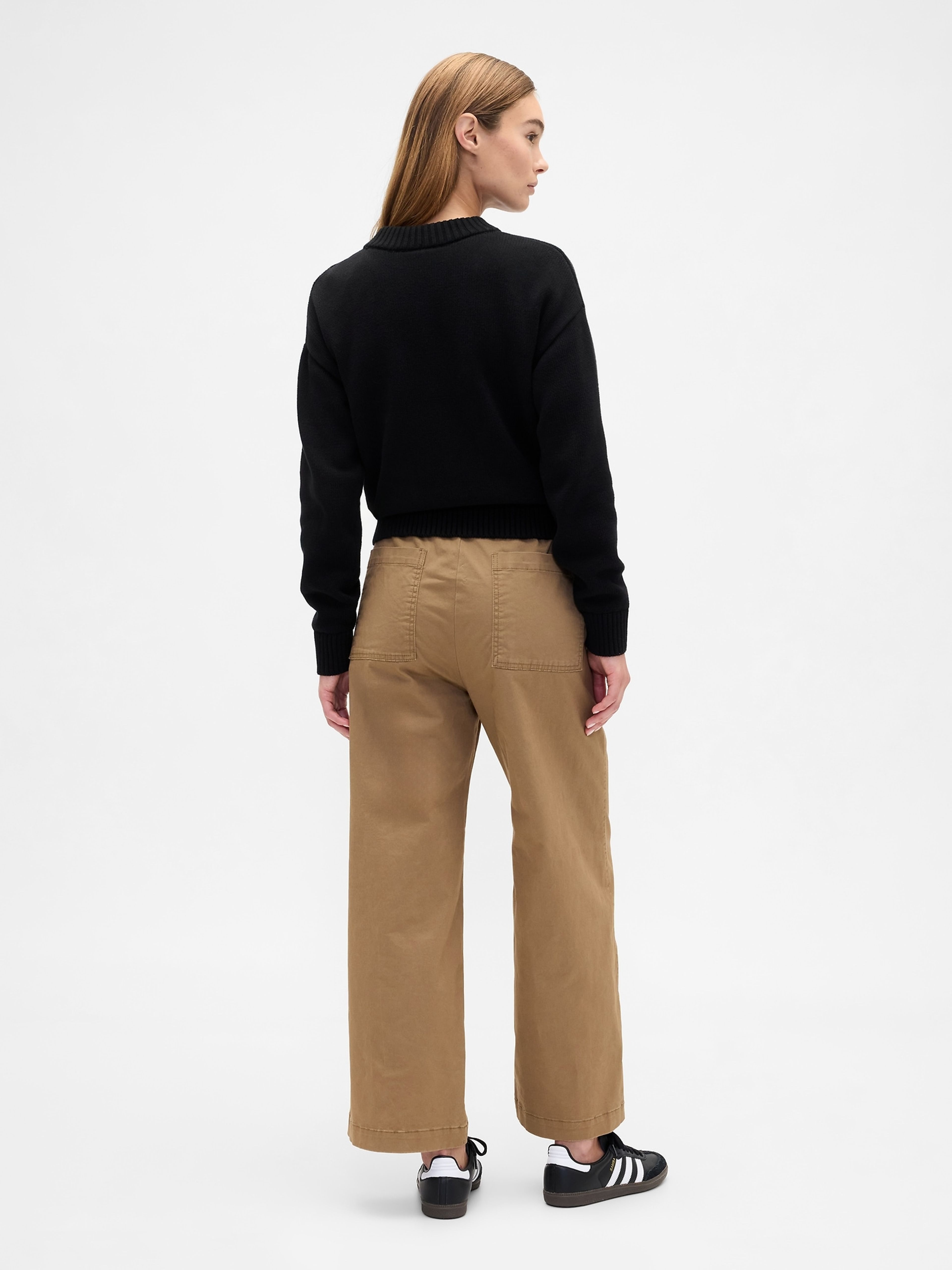 Spodnie khaki High Rise Wide-Leg - 002