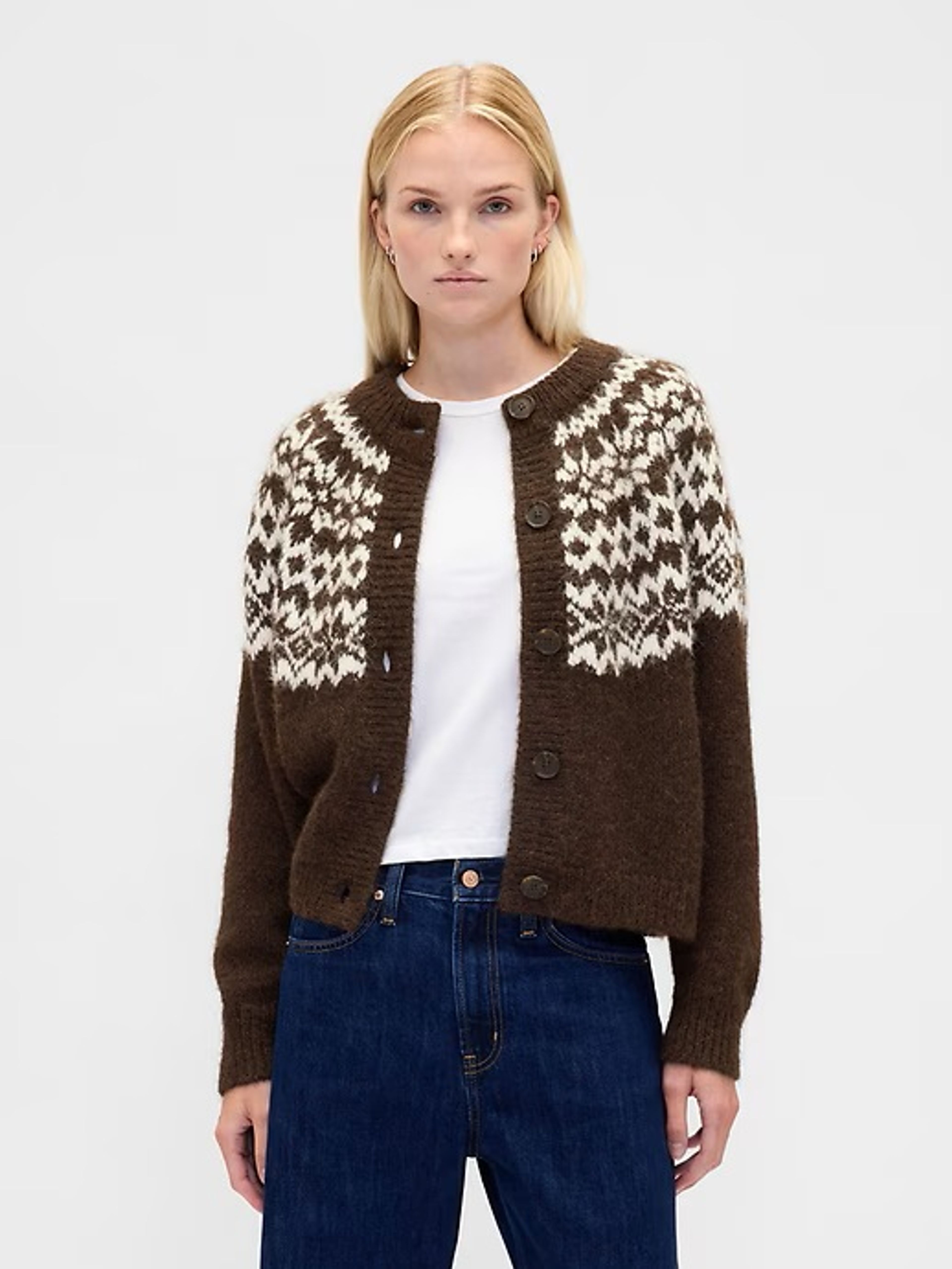 Cárdigan oversize Fair Isle con mezcla de lana