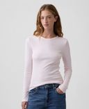 T-shirt en maille côtelée-Rose - 004