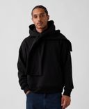 Hanorac oversize cu fular VintageSoft unisex-Neagră - 001