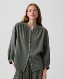 Mušelínová oversize košeľa-Zelená - 003