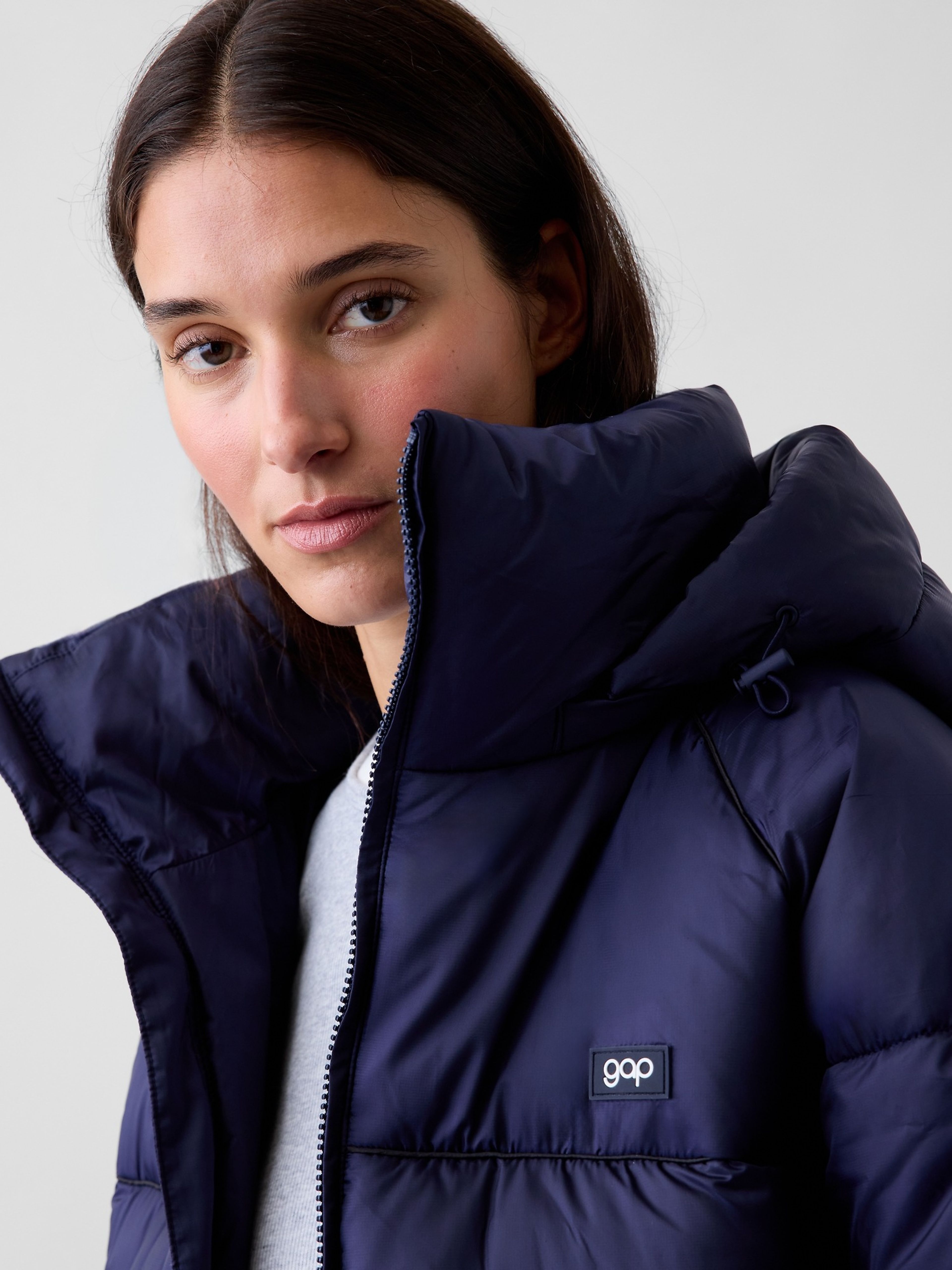 Oversize crop prešívaná bunda s logom - 004