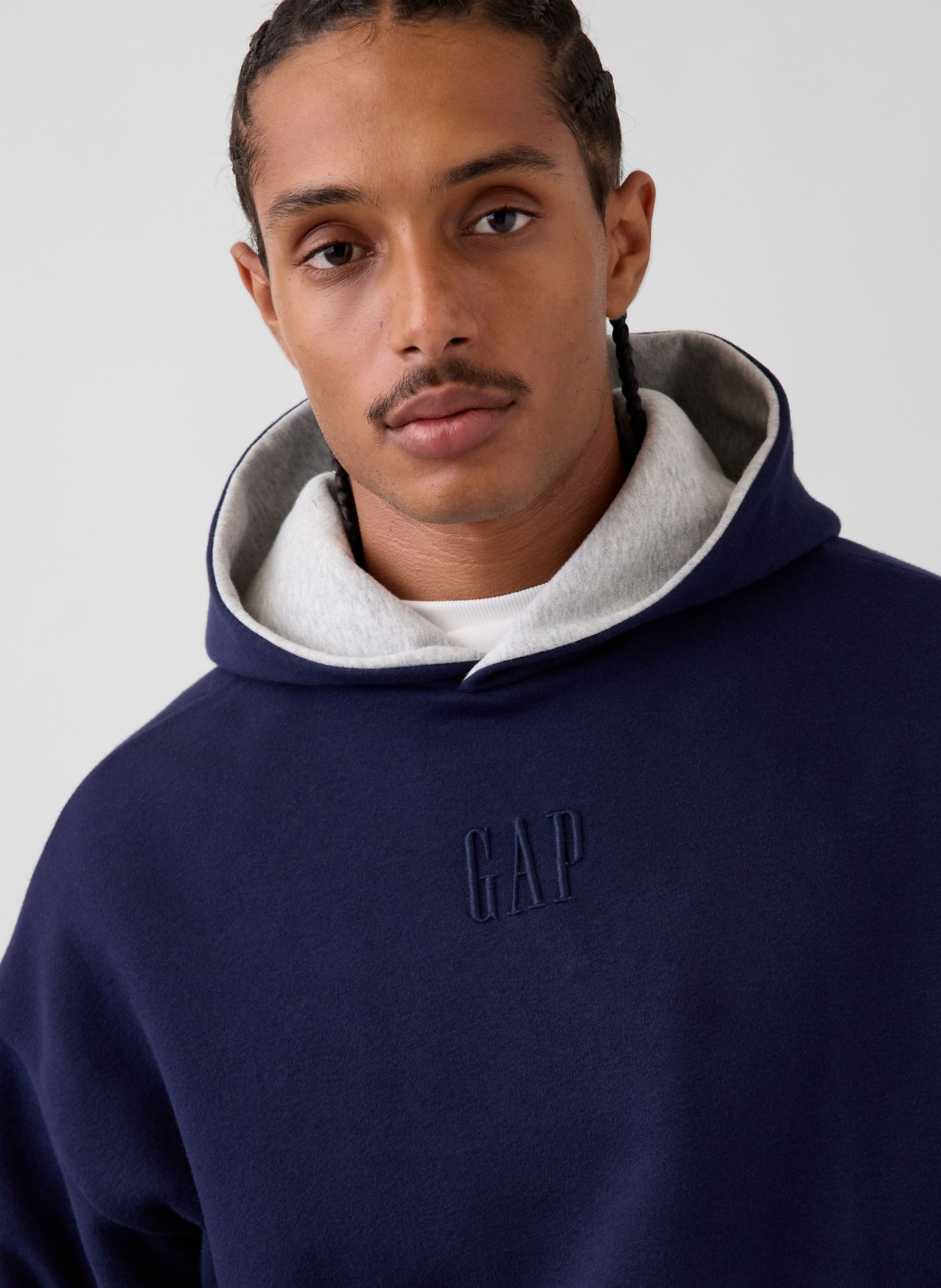 Oversize kifordítható pulóver VintageSoft unisex logóval - 004