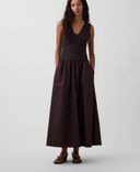 Abito maxi con tasche-Marrone - 002