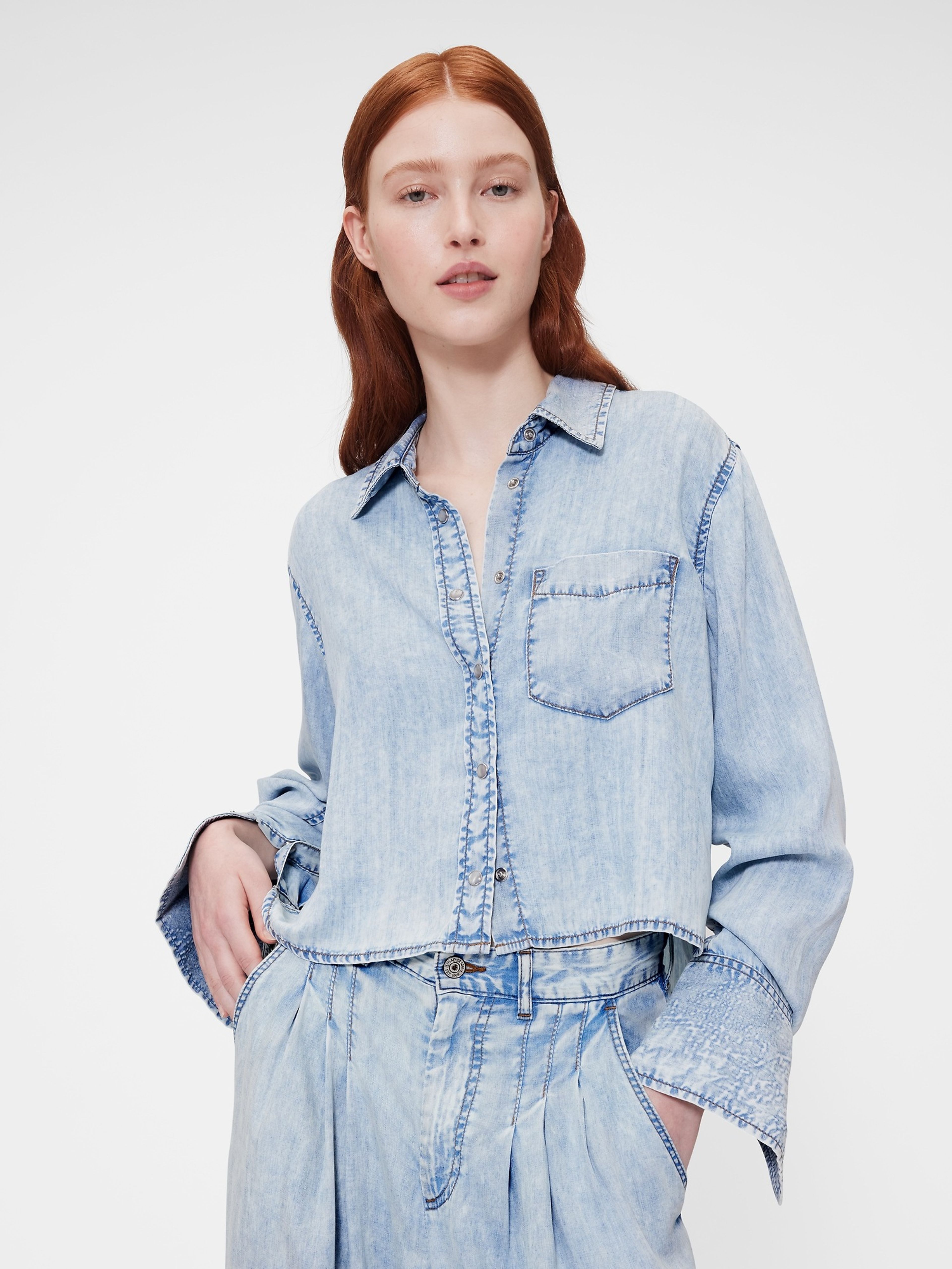Damen Jeans-Crop-Hemd GapStudio by Zac Posen