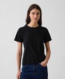 T-shirt bawełniany Vintage-Czarny - 002