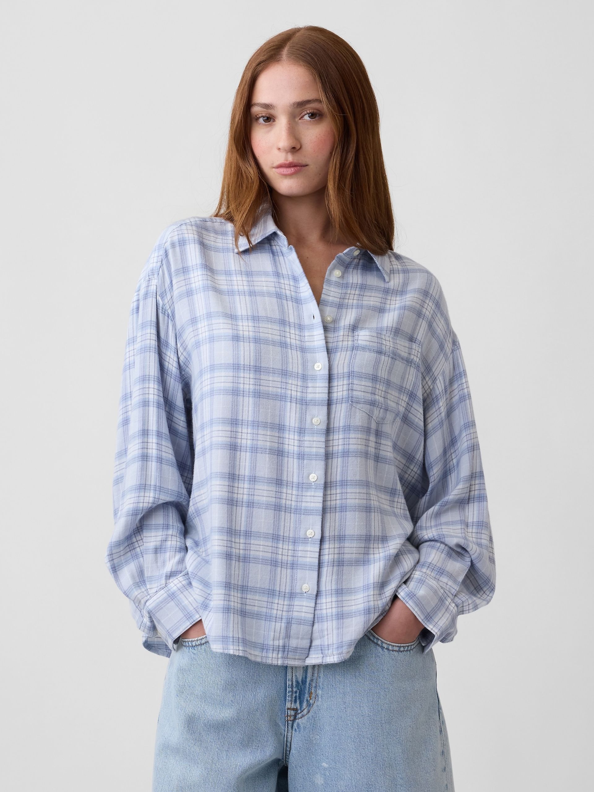 Flanellen oversized overhemd - 001