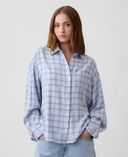 Oversize flanellen overhemd-Blauw - 003