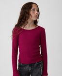 Camiseta acanalada infantil con logo-Rosa - 001