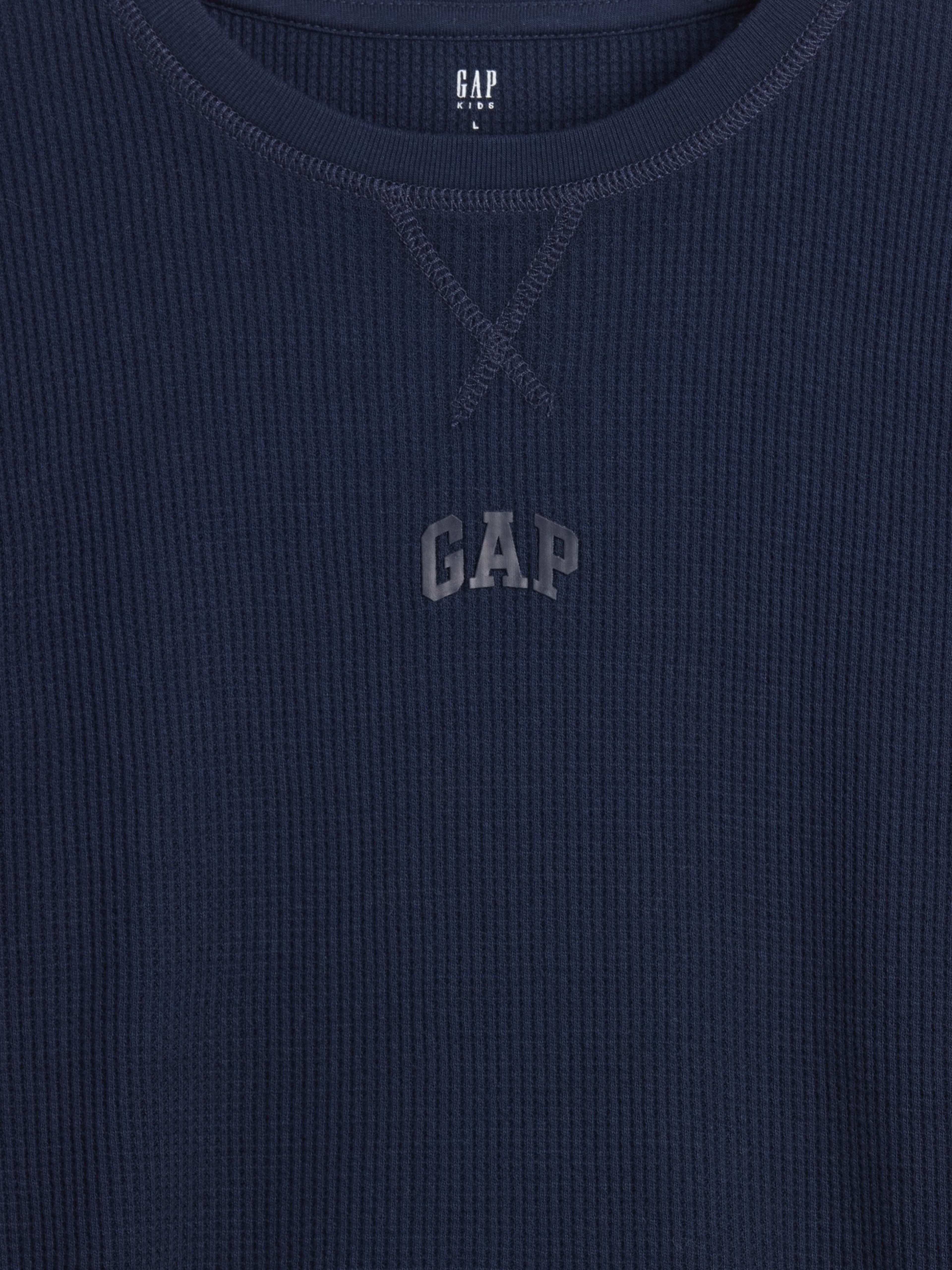 Camiseta infantil de tejido waffle con logo - 003